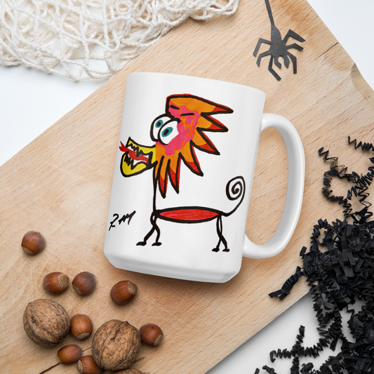 Feather Head Dog! White Glossy Mug
