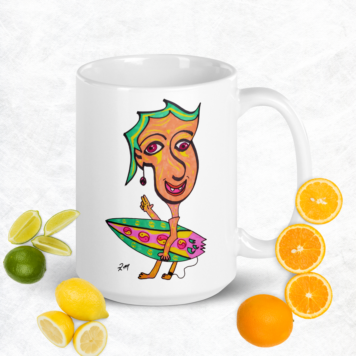 Happy Surfer! White Glossy Mug