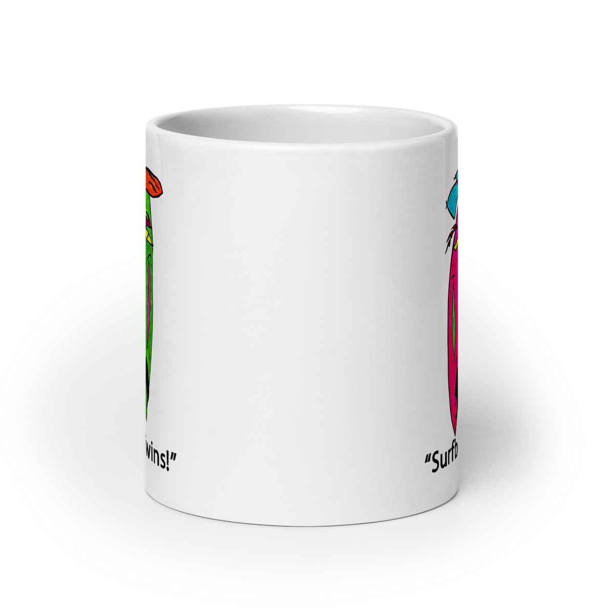 Surfboard Twins! White Glossy Mug