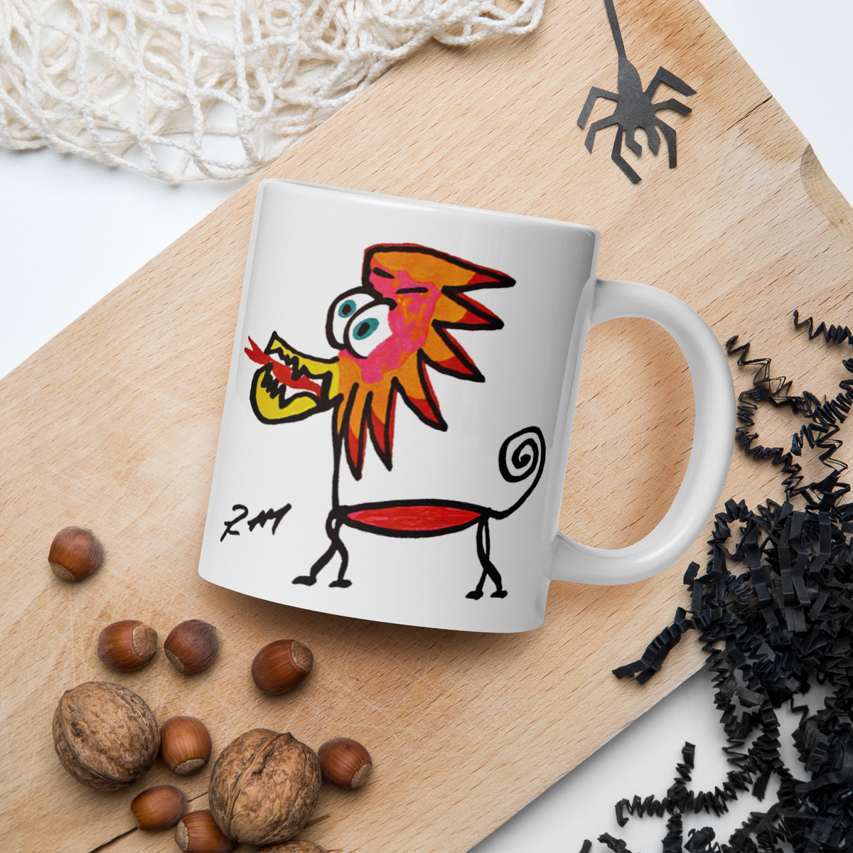 Feather Head Dog! White Glossy Mug