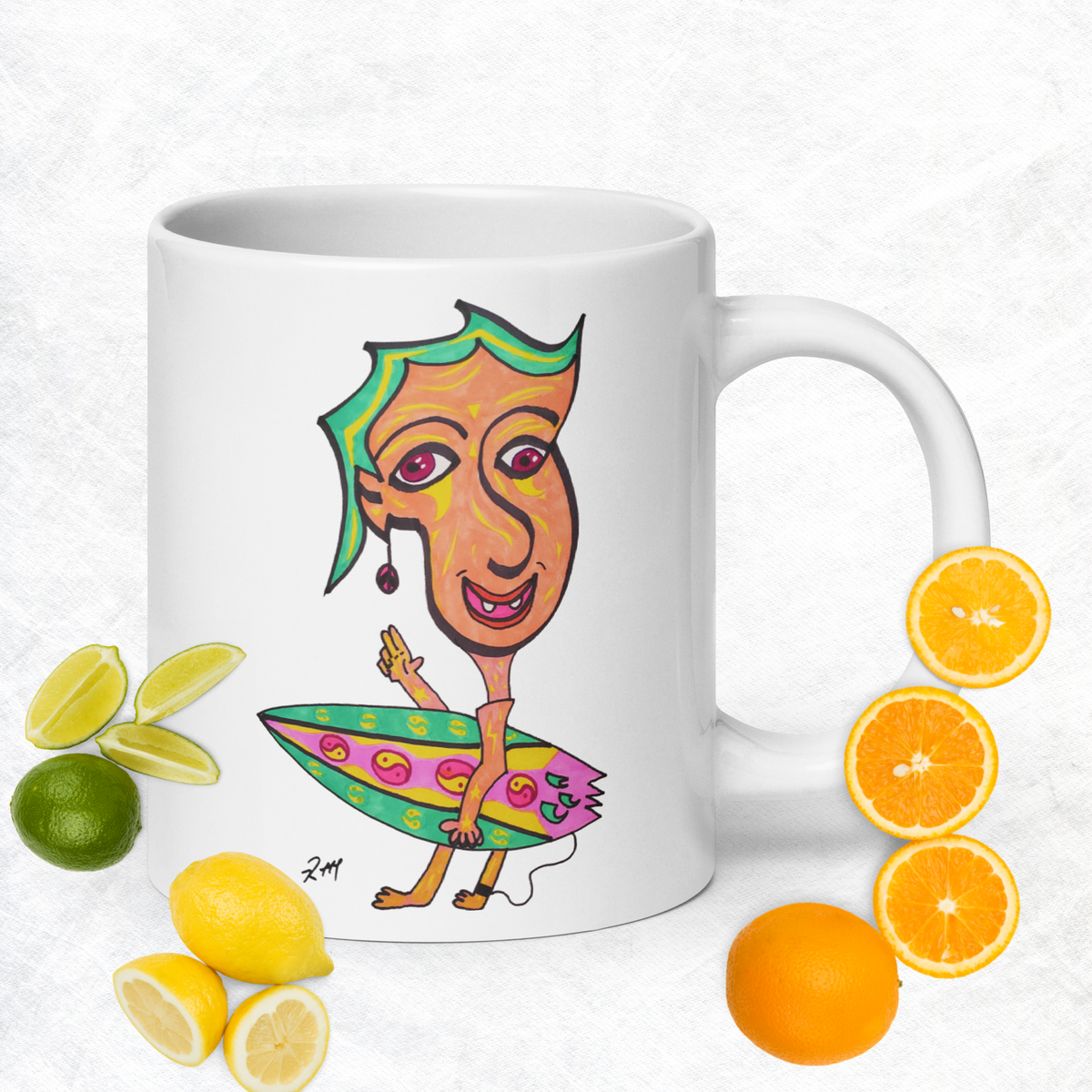Happy Surfer! White Glossy Mug