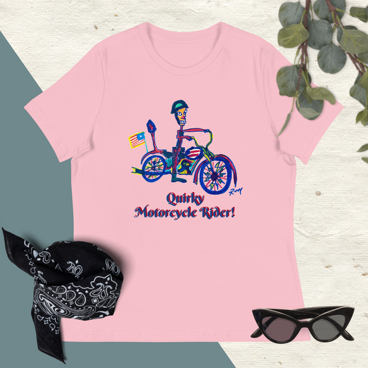 Quirky Motorcycle Rider! Women's Relaxed T-Shirt